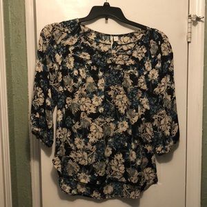 LC Lauren Conrad Navy floral top